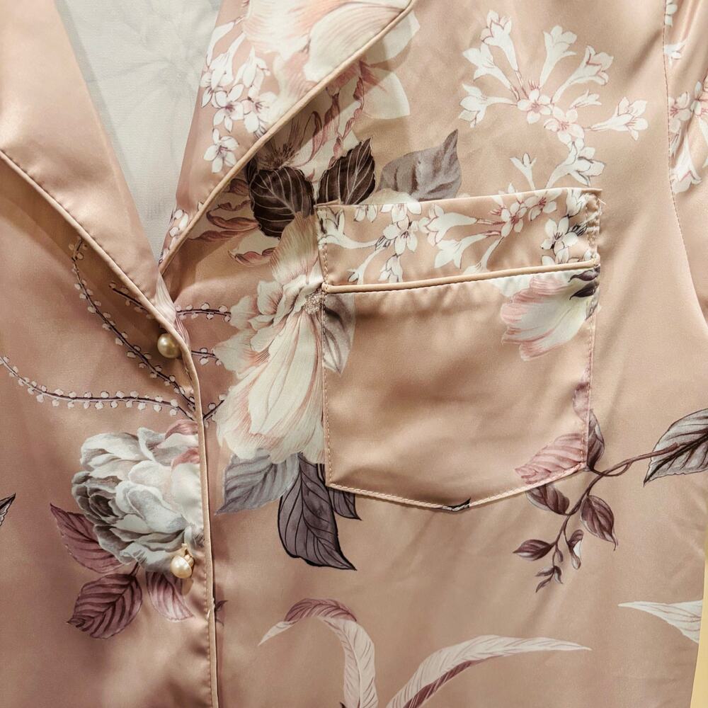 MJ x Le Rose “Sasha Parisian Fleur” Satin Sleep Set Bridal Boutique size Small - Picture 4 of 11